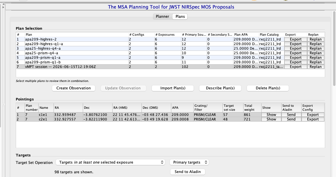 APT MSA Planning Tool — Plans